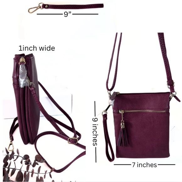 Burgundy Crossbody Purse satchel wristlet - Picture 4 of 6